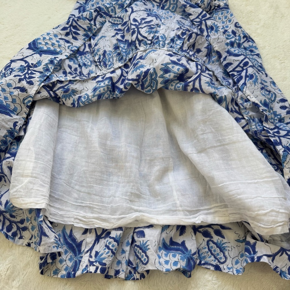 SoLe‎ By Mare Sole Amore Dress Women’s Large Blue Floral Cotton Resortwear Boho - Picture 7 of 11
